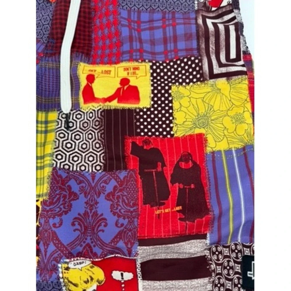 Lost Enterprises Board Shorts‎ Mens 32 Y2K Multicolor Patchwork Graphic Surf